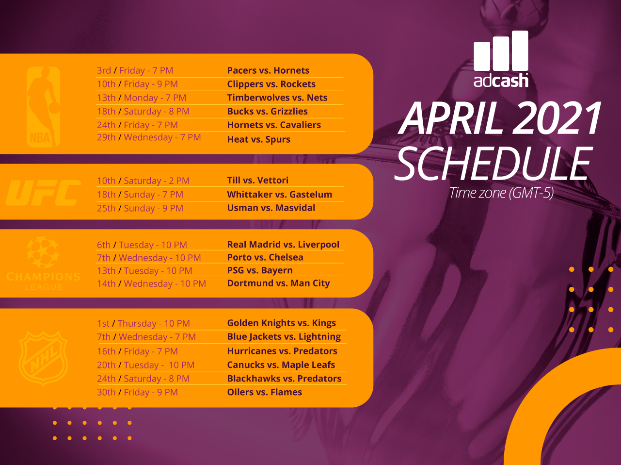 April 2021 - Sporting Fixtures