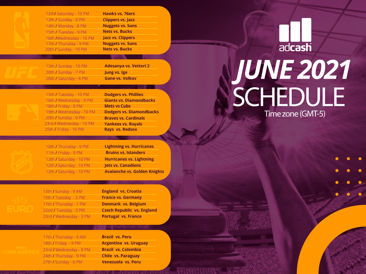 Adcash - June Sporting Fixtures 2021