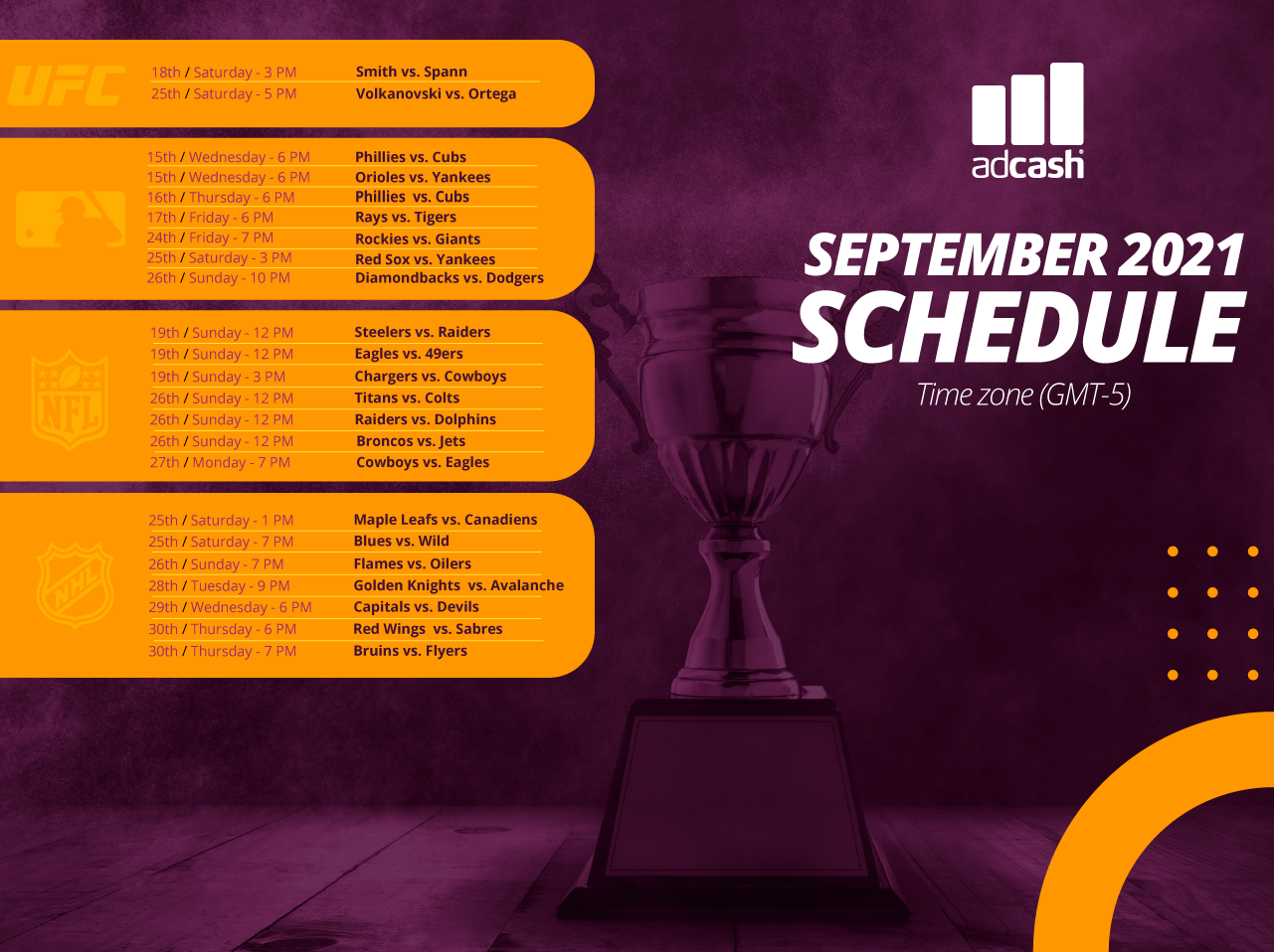 Adcash - September Sports Calendar