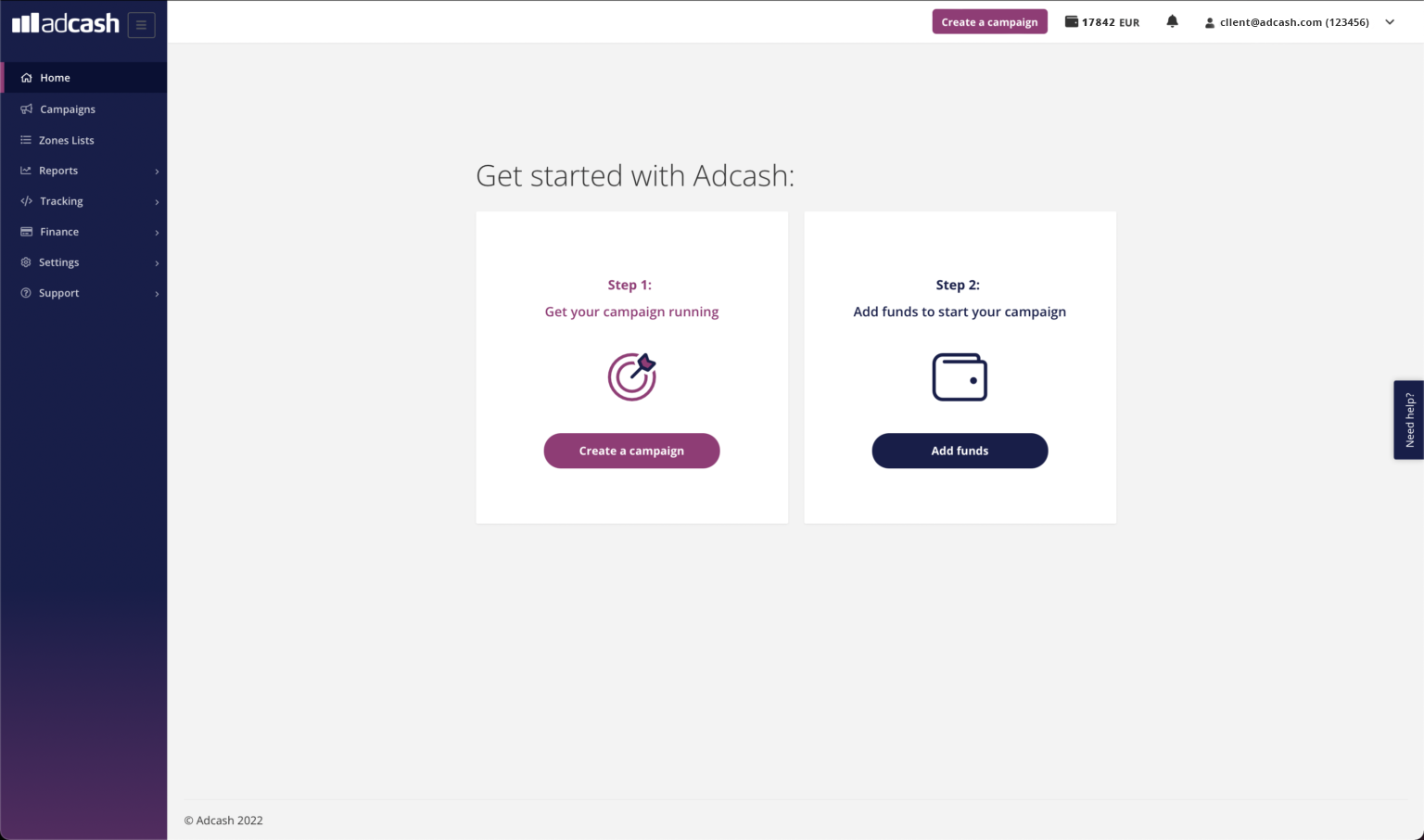 Adcash Advertising Campaign Campaign Creation - homepage