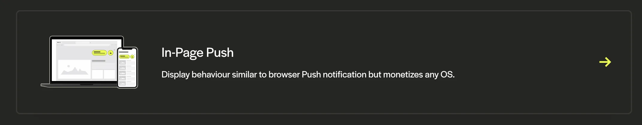 In-Page Push ad selector for publishers