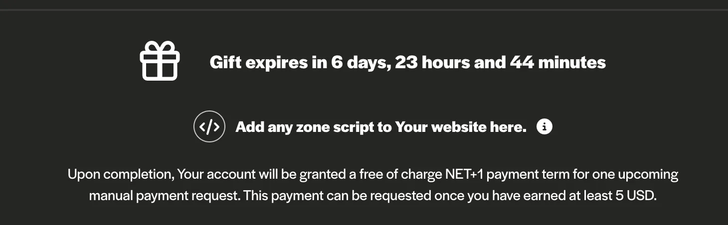 Publisher welcome gift screenshot