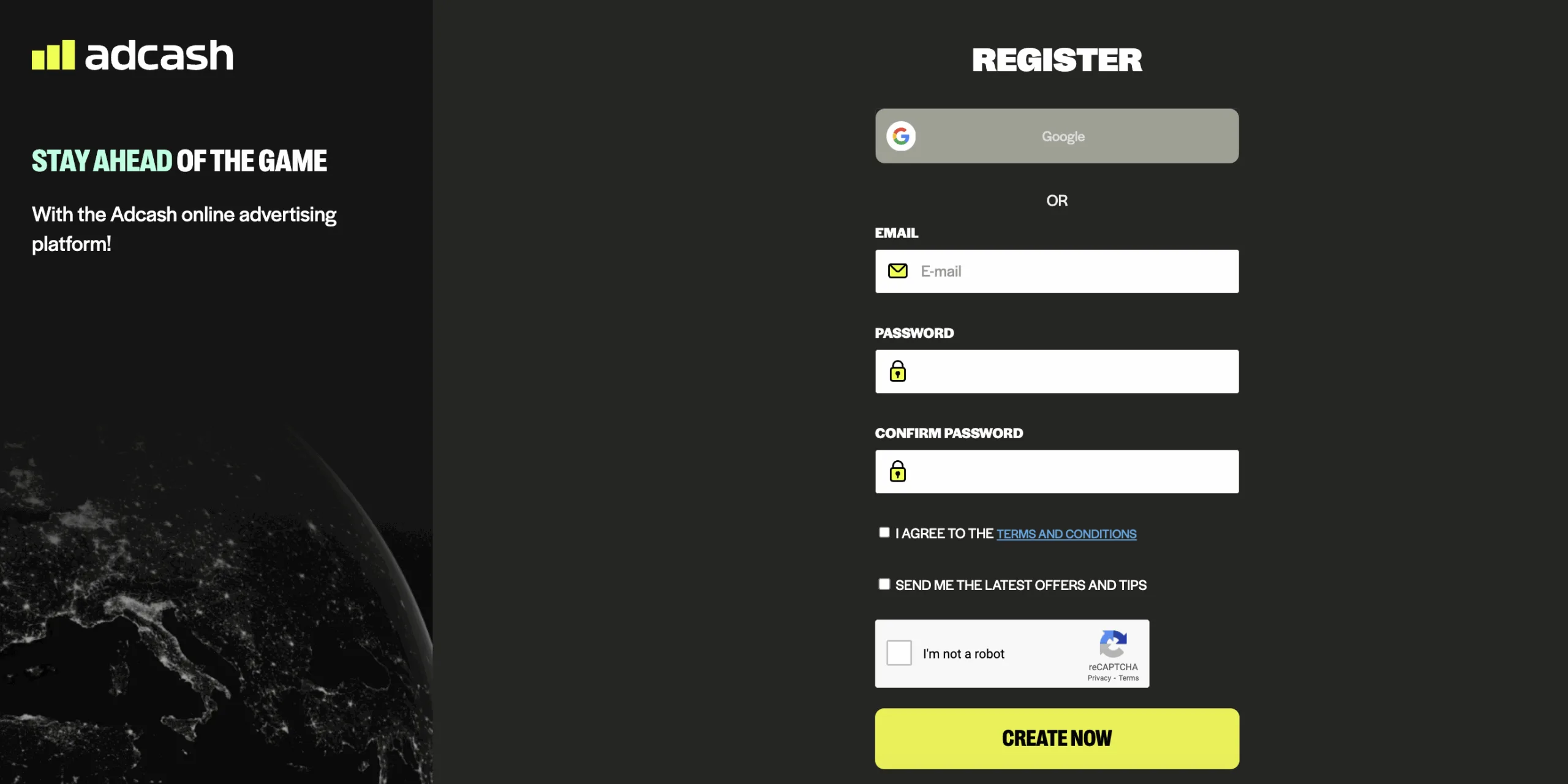 Register for Publisher Account screen