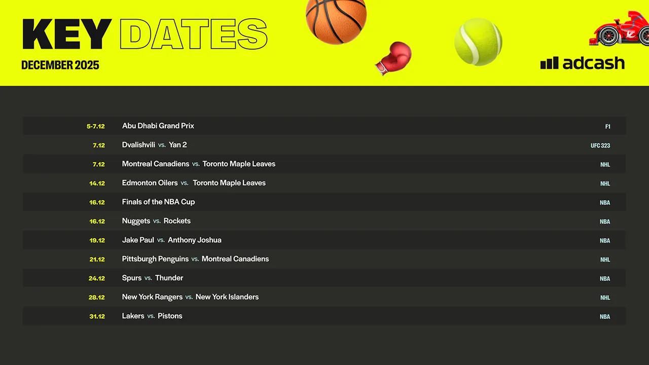 Key Dates Generic Sports December 2025