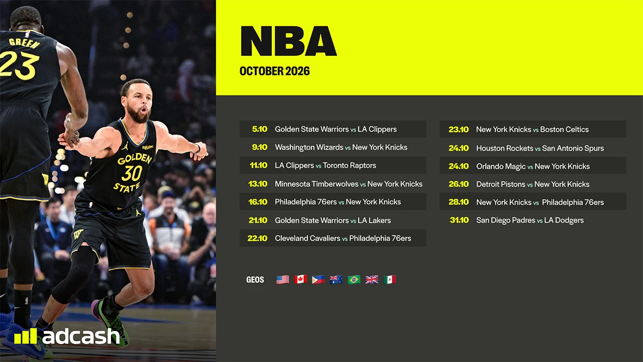 Visual showing the key dates for NBA advertising in October 2026