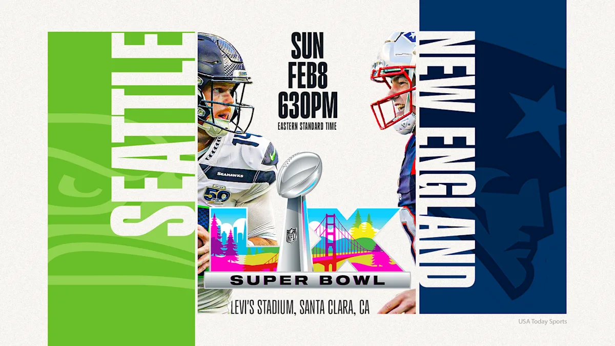 image of the teams competing in the super bowl LX