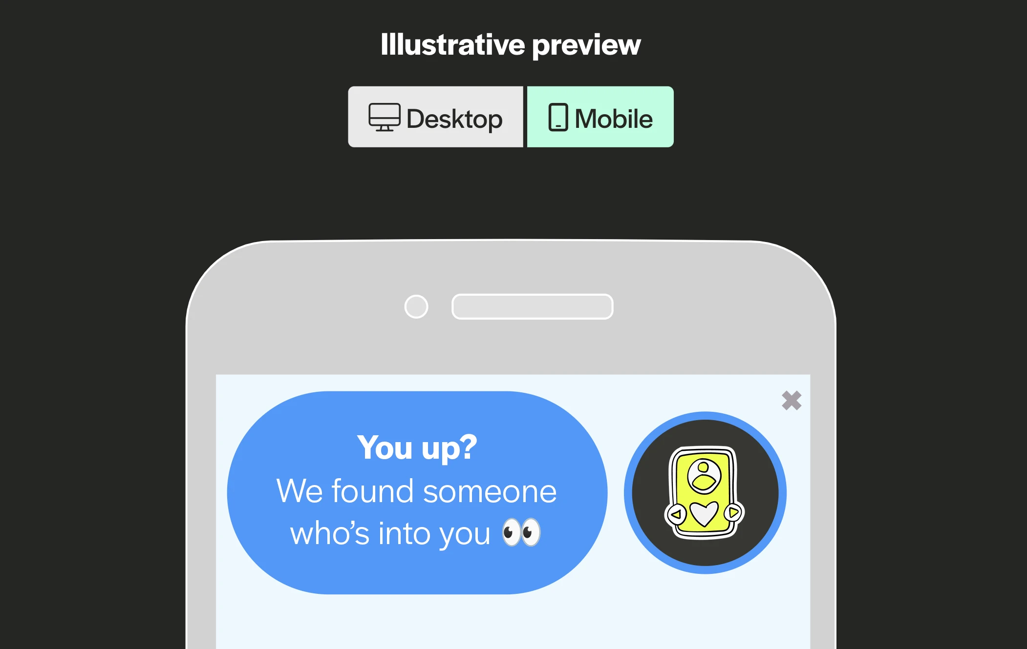 example of an in-page push ad used from a dating advertiser