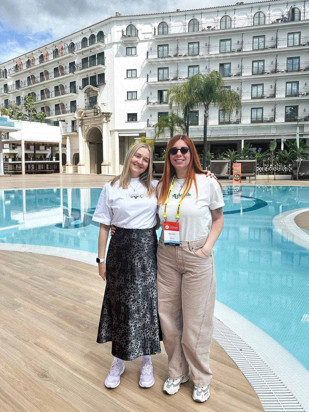 Rezzan and Katerina outside the Hardrock Hotel pool