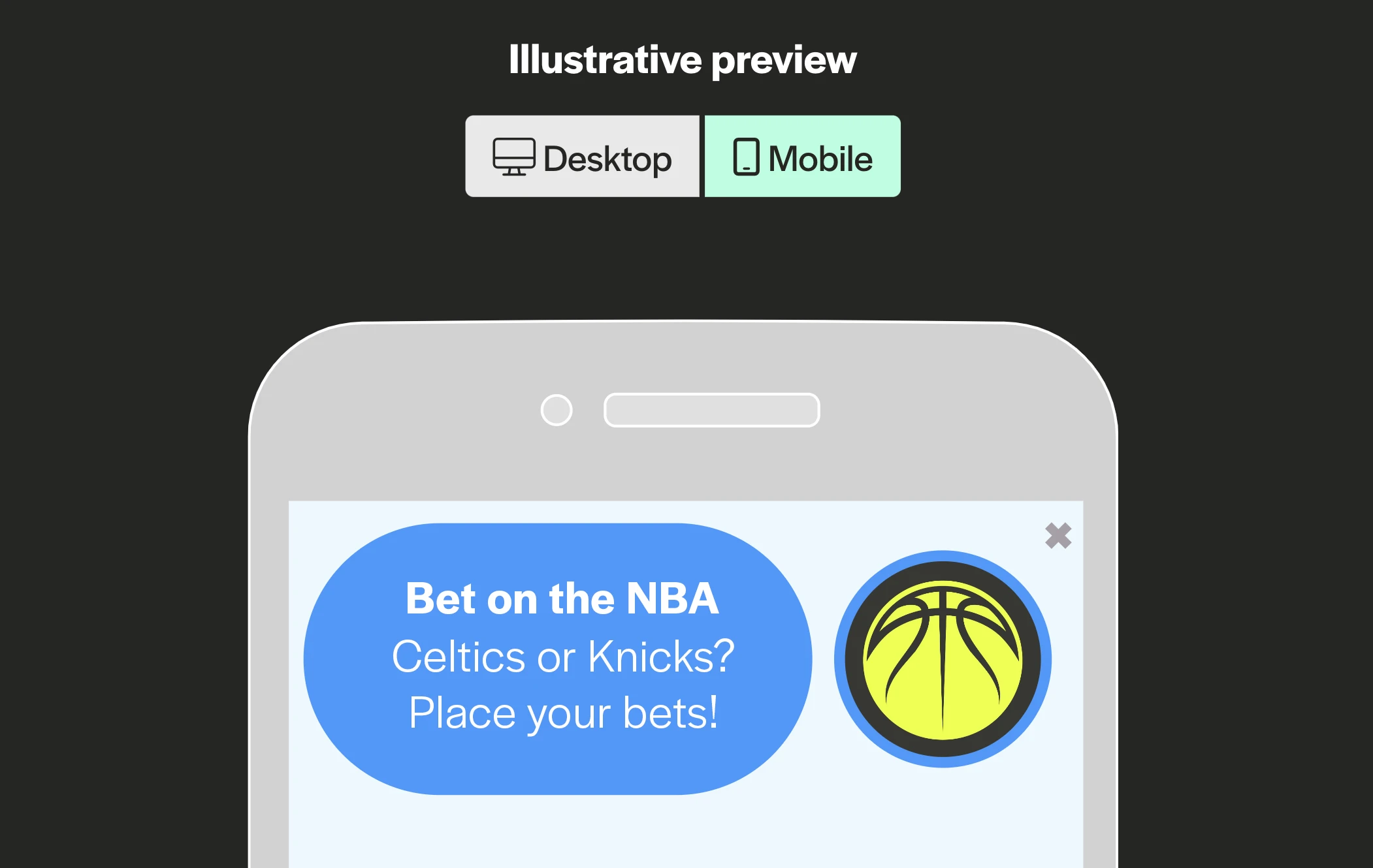 Example of an in-page push ad being used for NBA advertising