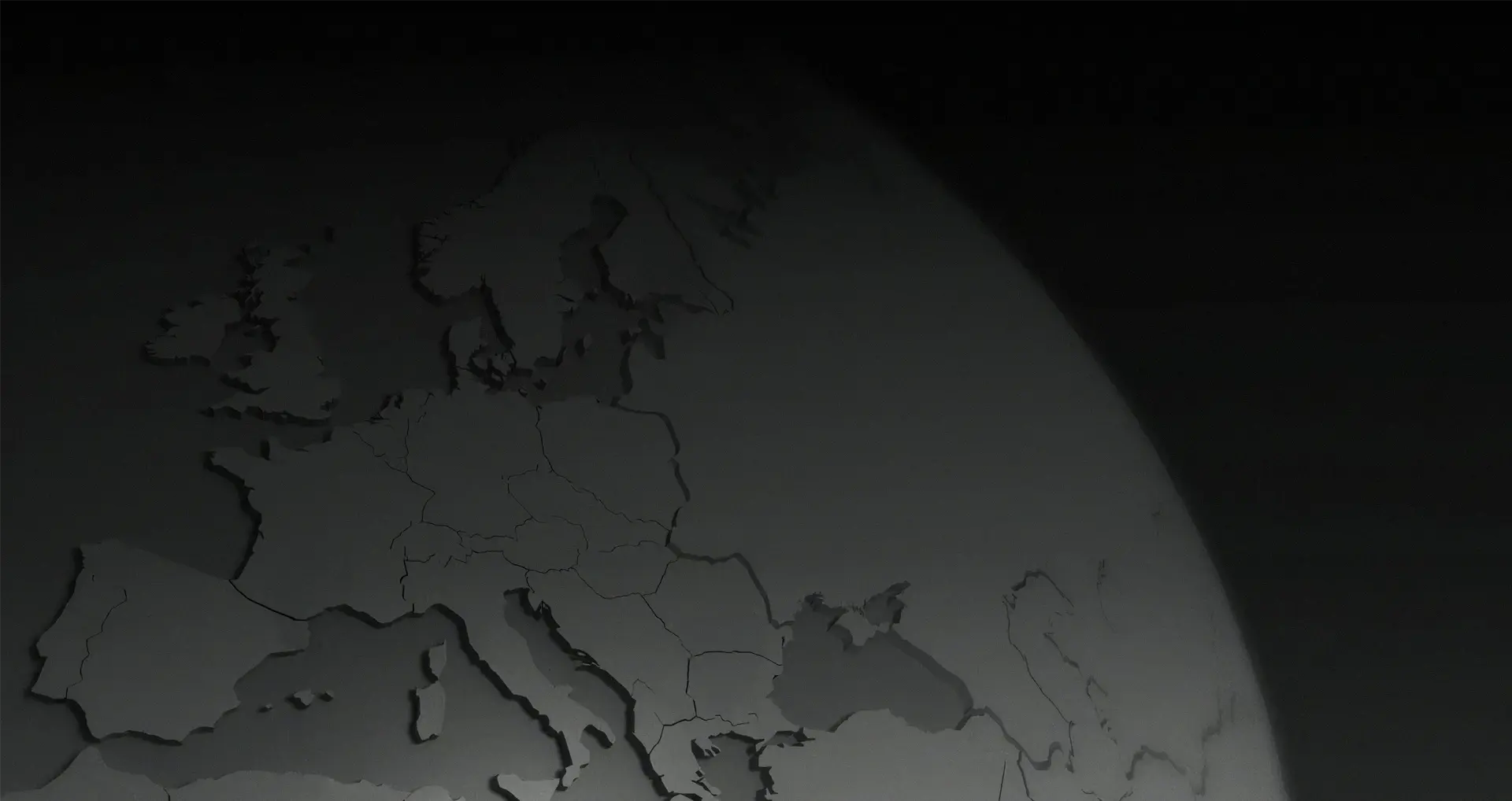 Dark-toned image of a globe focused on Europe representing global reach, international markets, and worldwide business presence