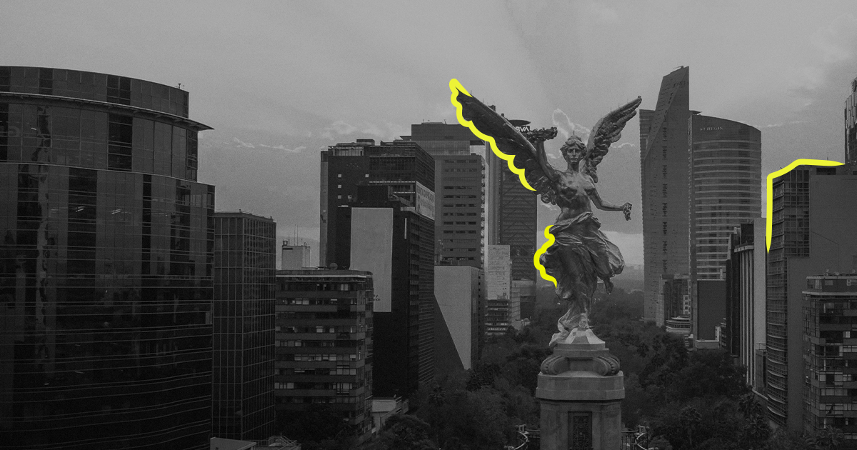 Black and White image of the Mexico City skyline