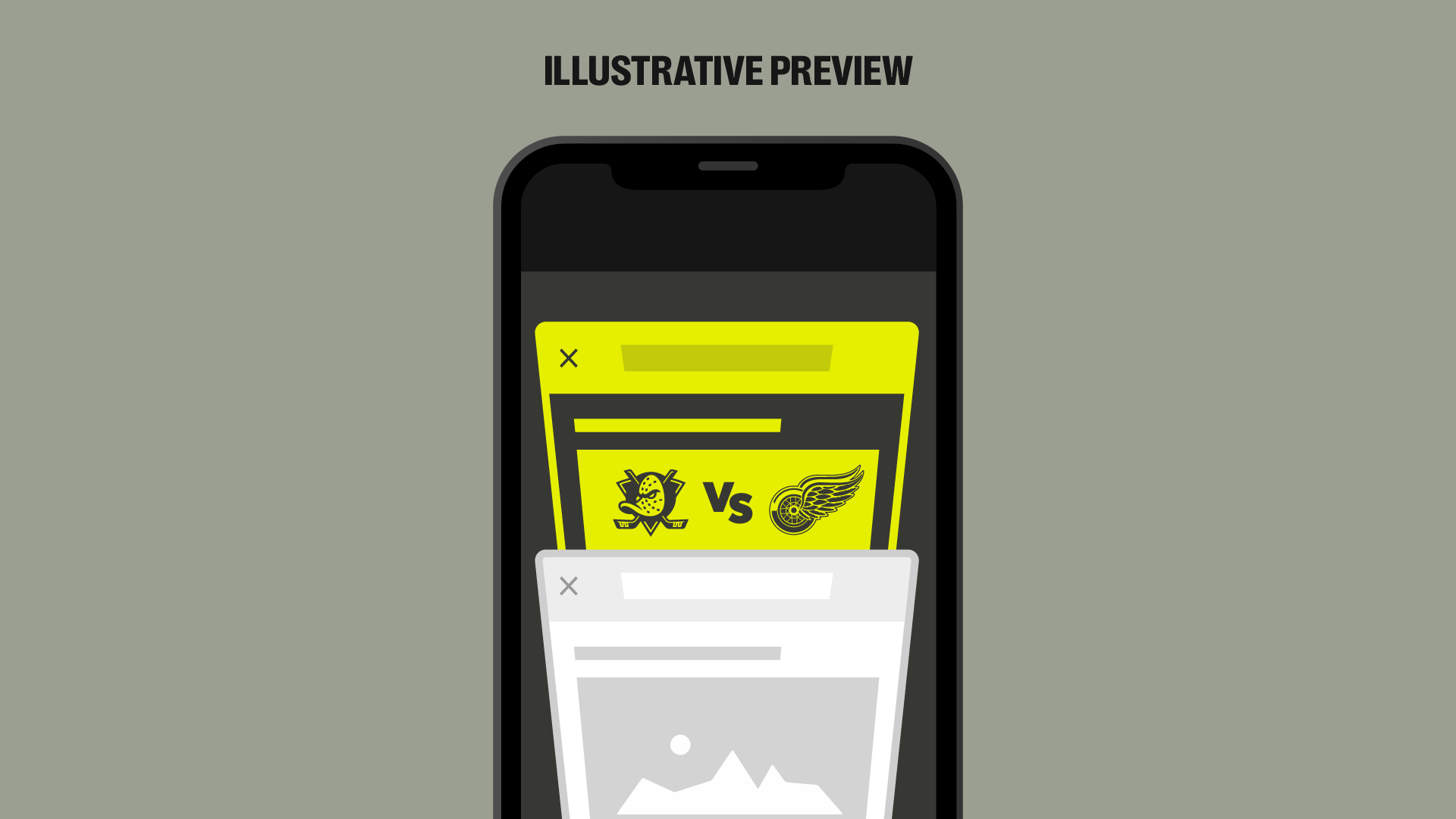 Example illustration of a Pop-Under ad appearing behind the website for your NHL Advertising campaigns