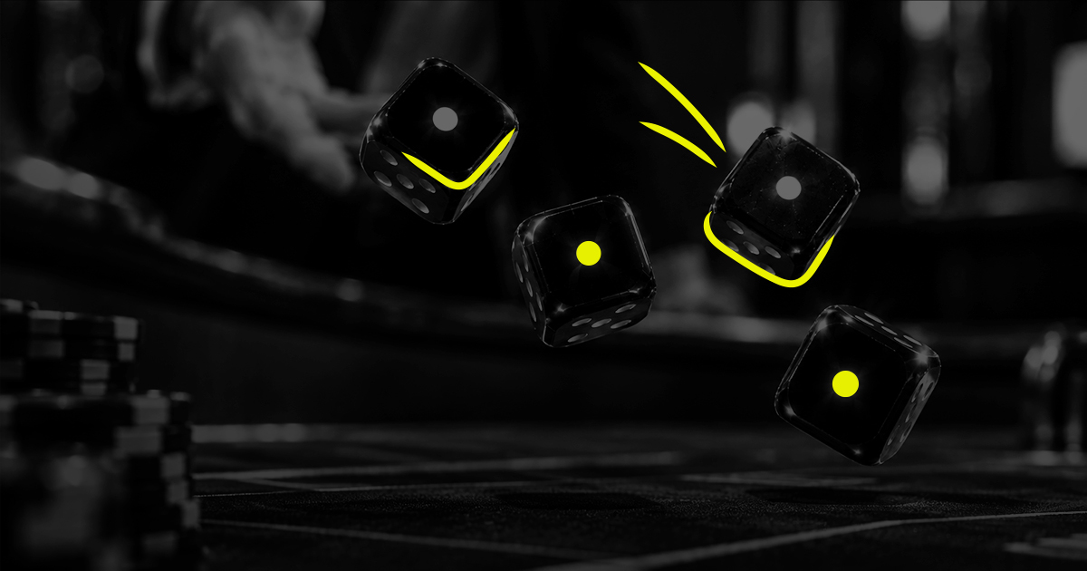 black and white dice being rolled, showing all ones