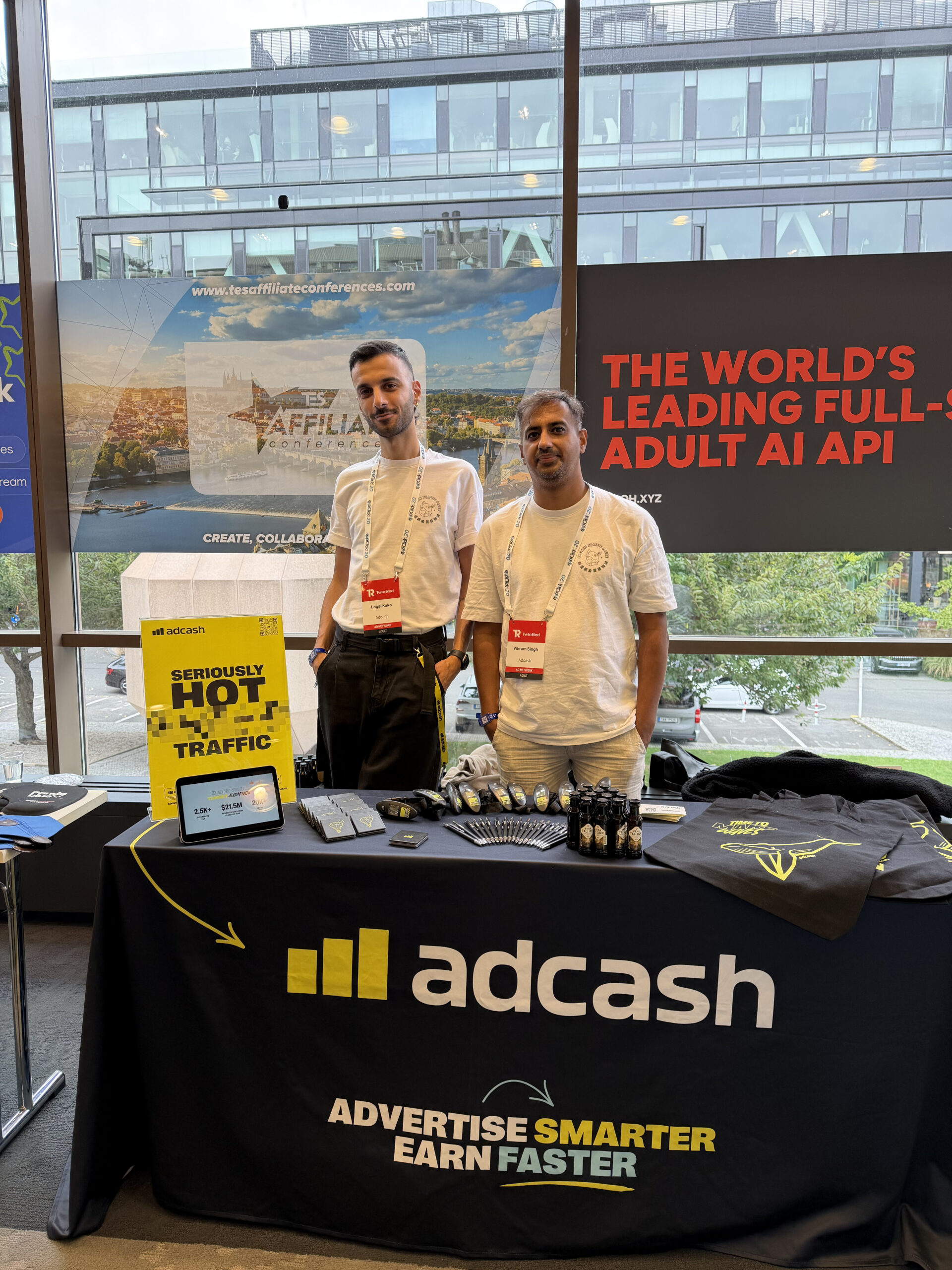 Vikram and Logal manning the Adcash booth at TES Prague 2026